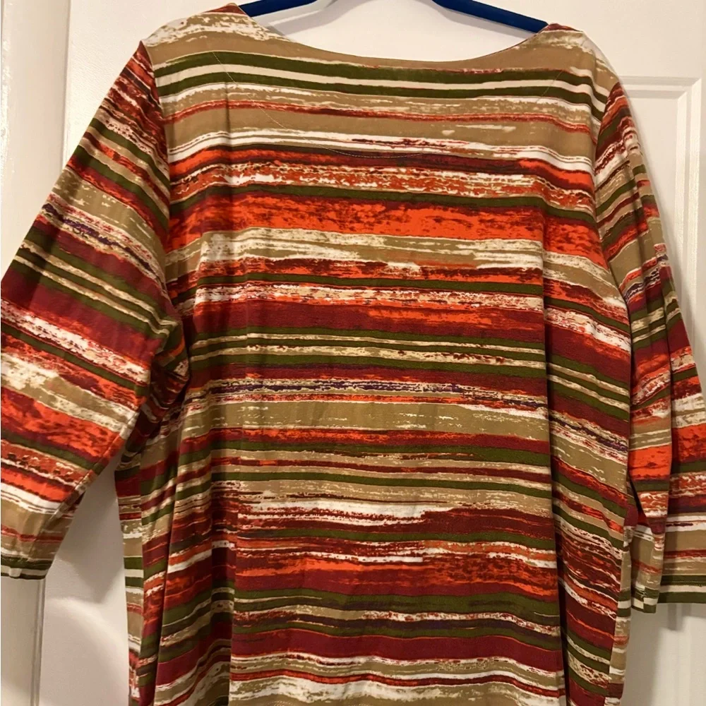 Ruby Rd. Multicolor Striped Long Sleeve Top - Picture 6 of 7